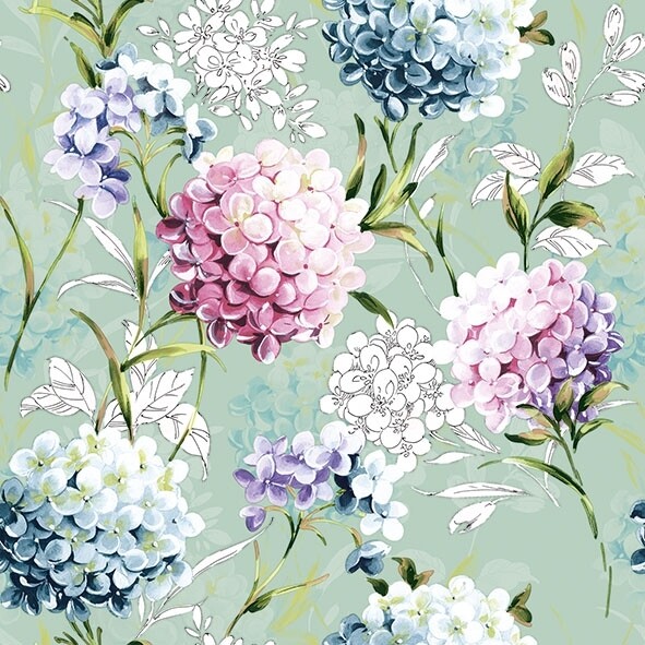 Decoupage Paper Napkins - Floral Horana Green (1 Sheet)