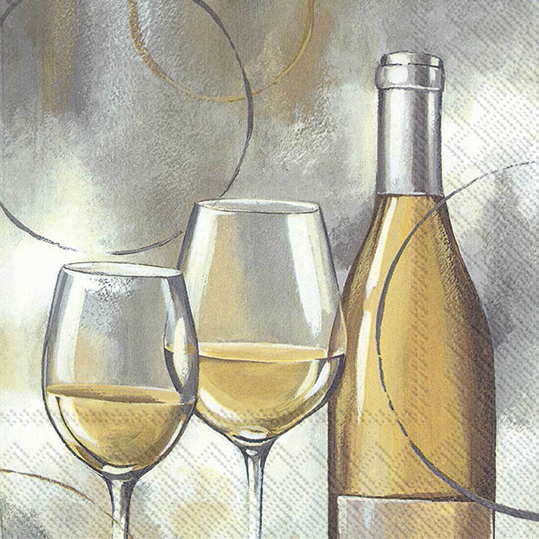 Decoupage Paper Napkins - Food & Drinks - Modern White Wine (1 Sheet)