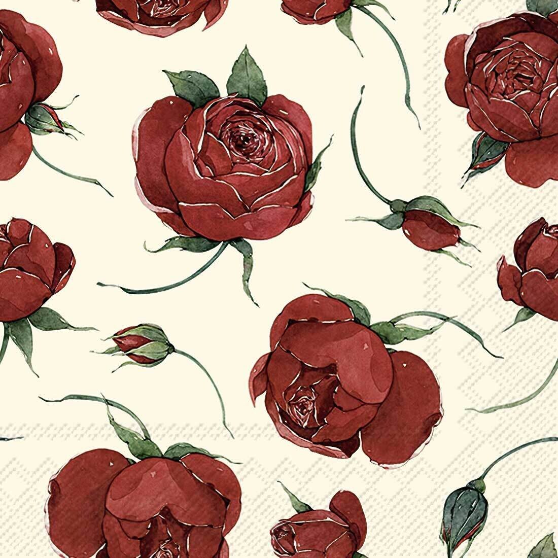 Decoupage Paper Napkins - Floral - Rosella Cream (1 Sheet)