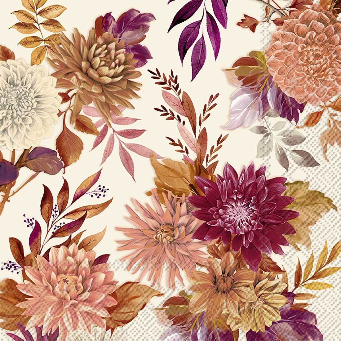 Decoupage Paper Napkins - Floral - Darla Cream (1 Sheet)