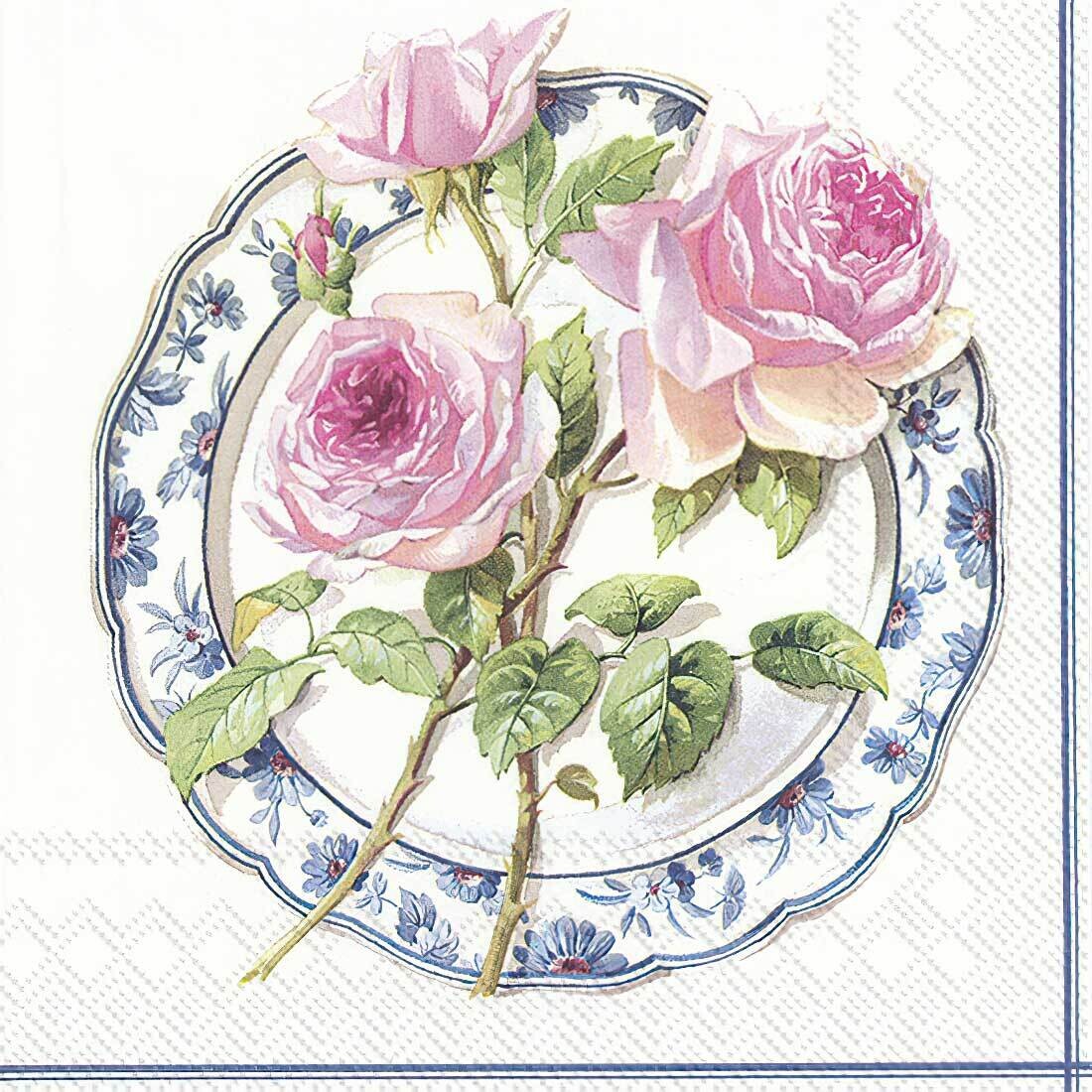 Decoupage Paper Napkins - Floral - Rose For Lunch (1 Sheet) Out of Stock