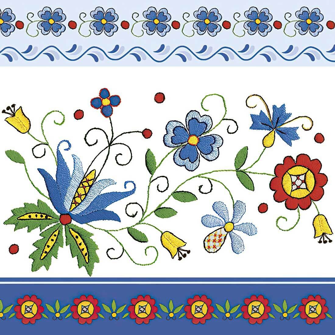 Decoupage Paper Napkins - Floral - Kashubian Folk (1 Sheet)