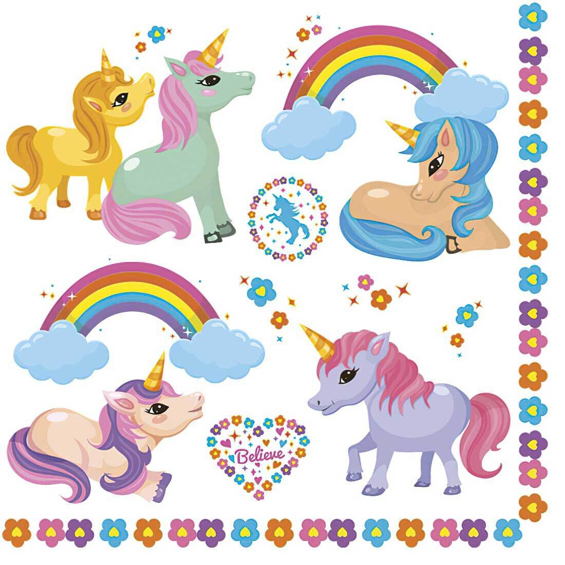 Decoupage Paper Napkins - Animals - Rainbow Ponies  (1 Sheet)