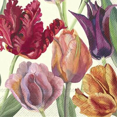 Decoupage Paper Napkins - Floral - Tulips Cream (1 Sheet)
