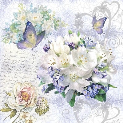 Decoupage Paper Napkins - Butterflies - Flower Love (1 Sheet)