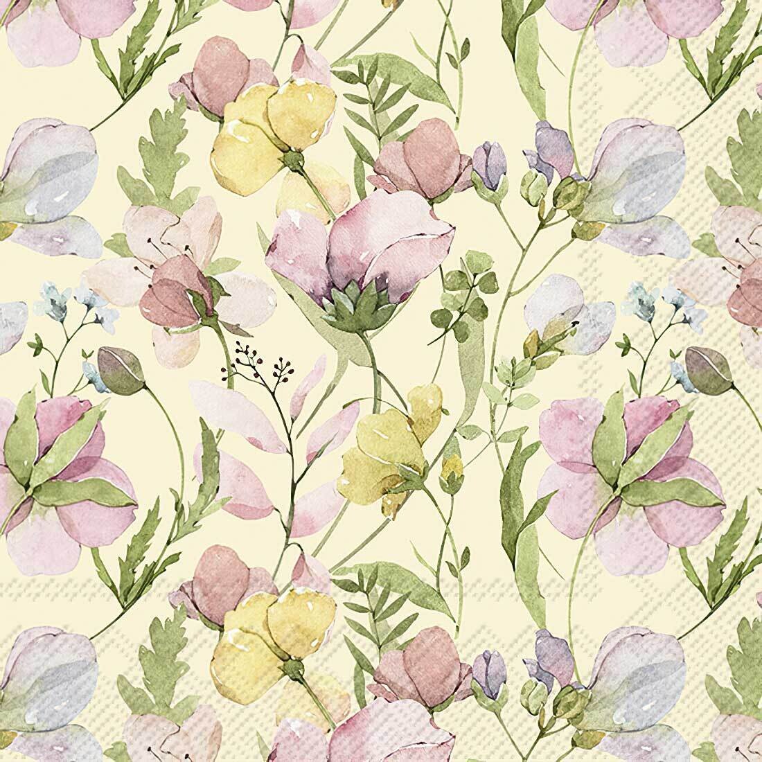 Decoupage Paper Napkins - Floral - Naima Cream (1 Sheet)