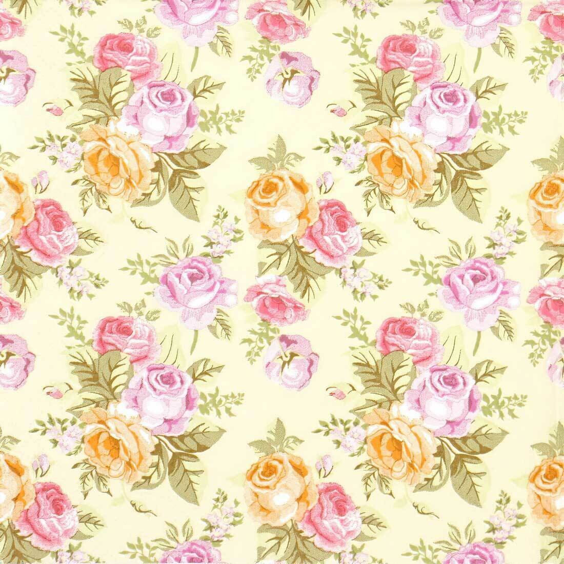 Decoupage Paper Napkins - Floral - Pastel Roses Wallpaper (1 Sheet)