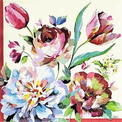 Decoupage Paper Napkins - Floral - Lizzy Cream (1 Sheet)