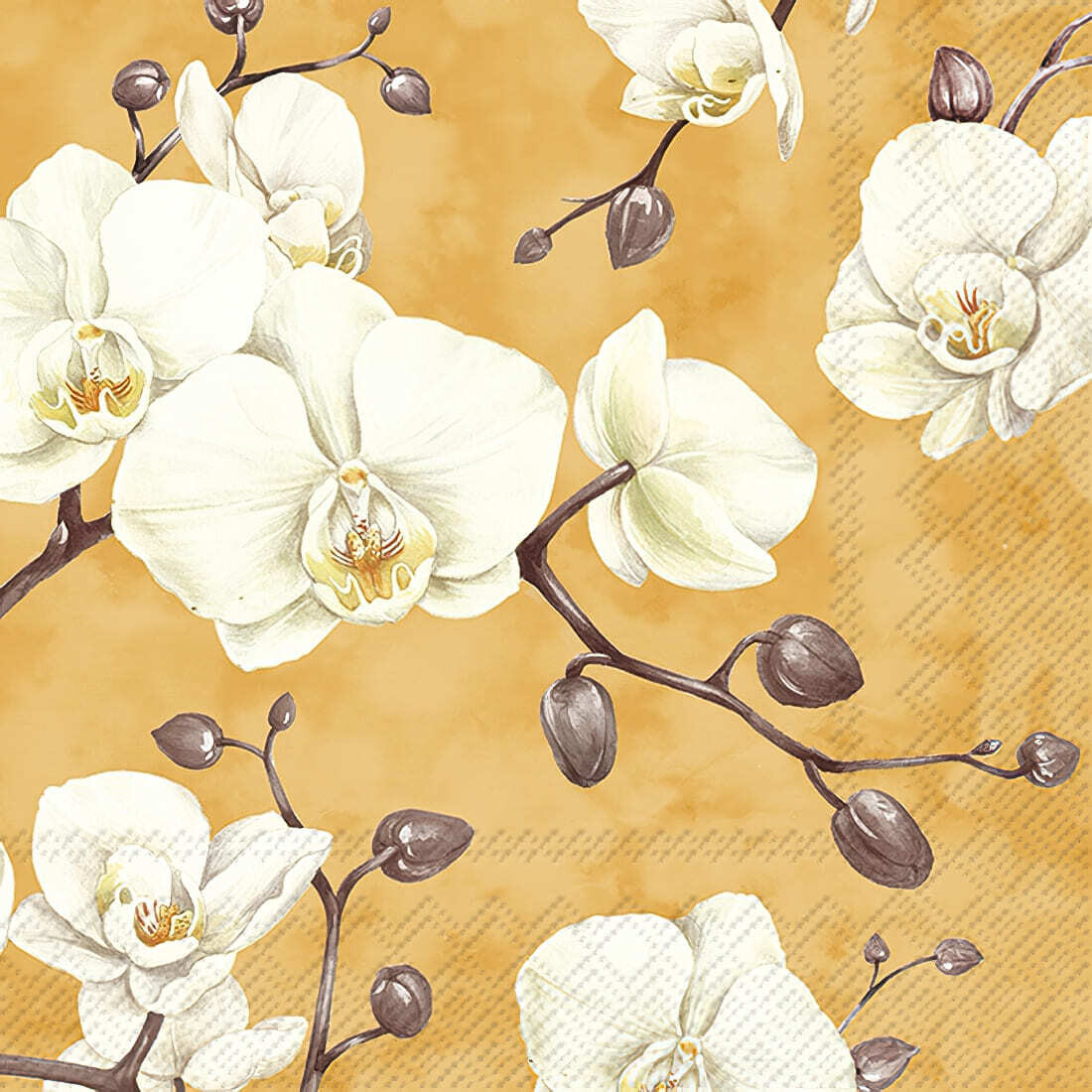 Decoupage Paper Napkins - Floral - Benita Orange (1 Sheet)