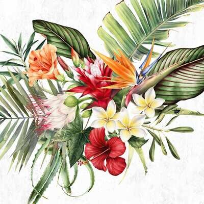 Decoupage Paper Napkins - Floral - Parfum De Paradis White (1 Sheet)