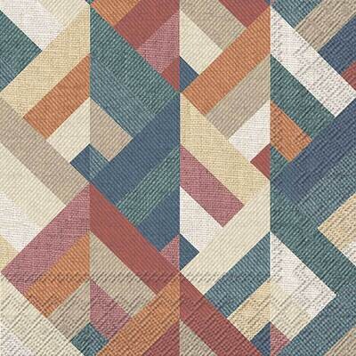Decoupage Paper Napkins - Pattern - Aaron Blue Terracotta (1 Sheet)