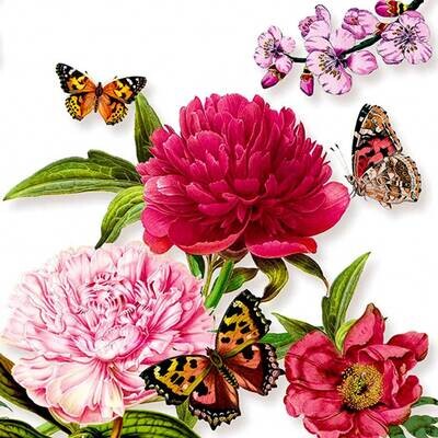 Decoupage Paper Napkins - Floral - Peonien White (1 Sheet)