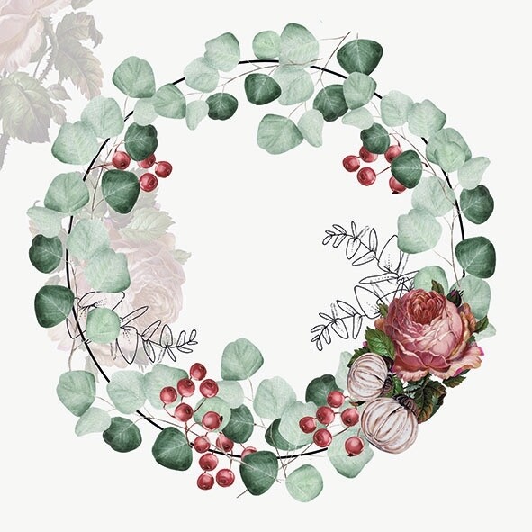 Decoupage Paper Napkins - Floral - Wreath Of Eucalyptus Grey (1 Sheet) Out of Stock