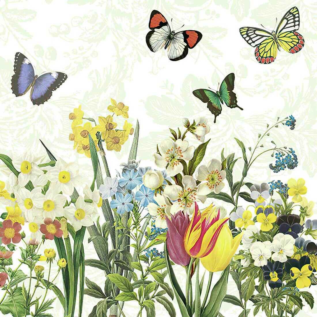 Decoupage Paper Napkins - Butterflies - Spring Bloomers (1 Sheet)