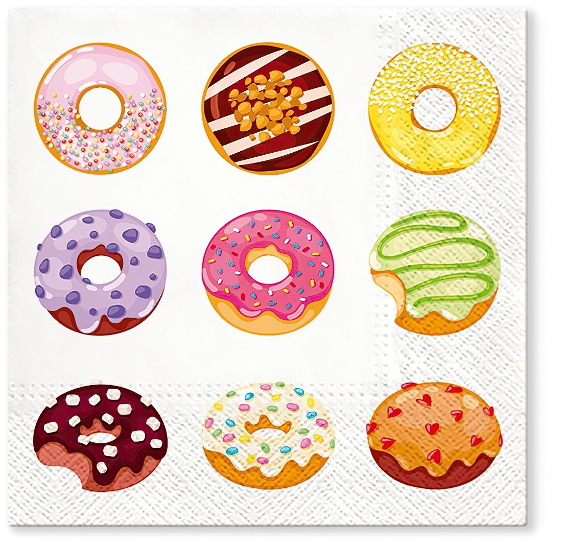 Decoupage Paper Napkins - Food & Drinks - Tasty Donuts (1 Sheet) Out of Stock