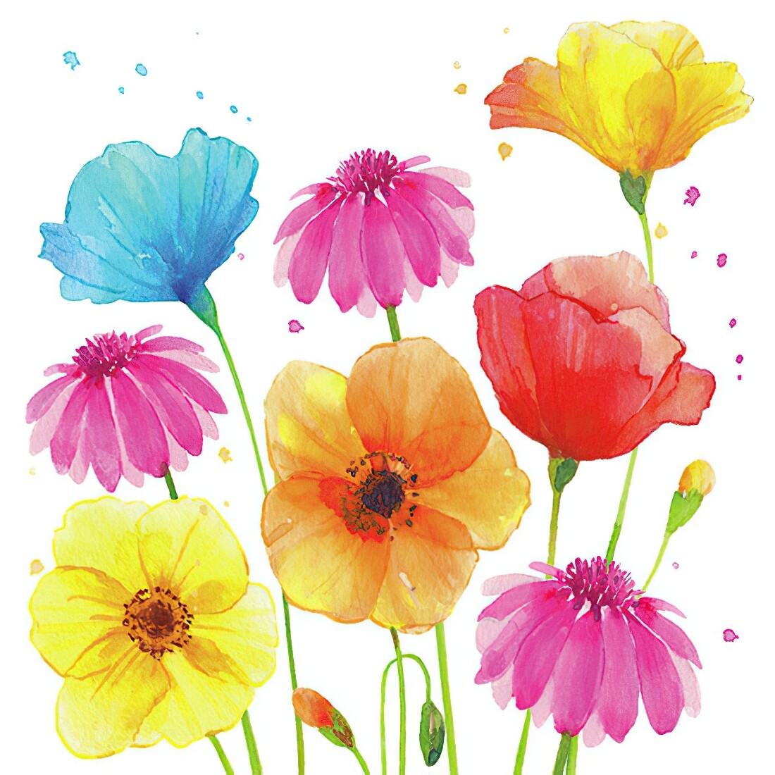 Decoupage Paper Napkins - Floral - Colourful Summer Flowers (1 Sheet)