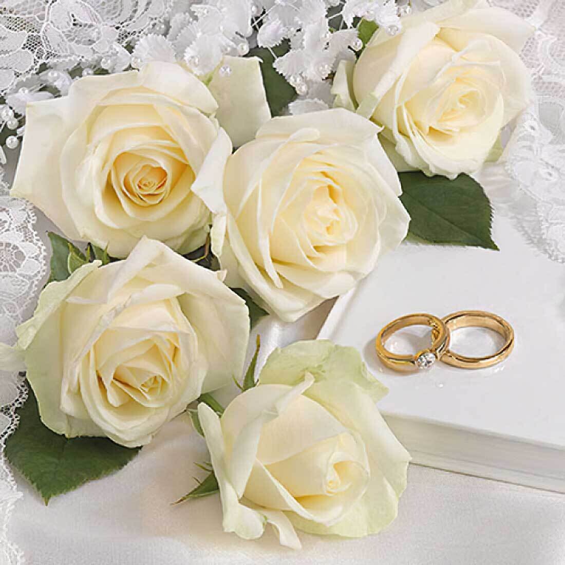 Decoupage Paper Napkins - Floral - White Wedding (1 Sheet)