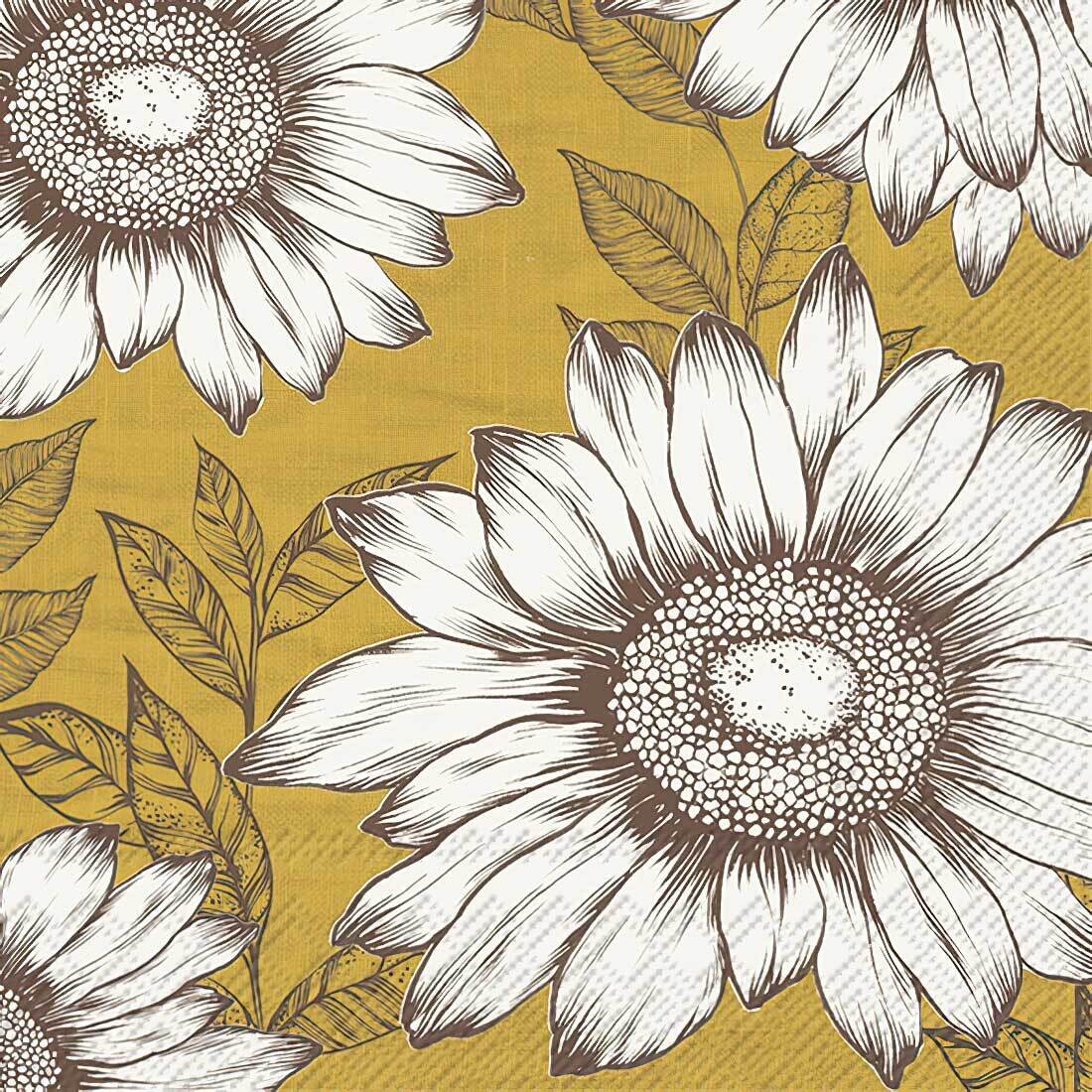 Decoupage Paper Napkins - Floral - Fibi Ochre (1 Sheet)