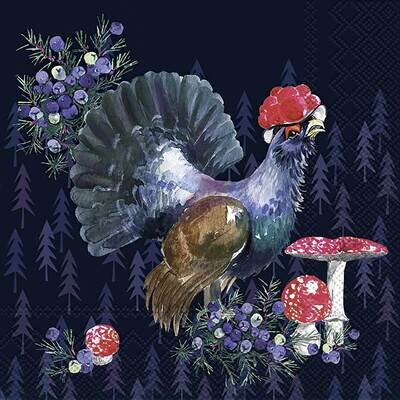 Decoupage Paper Napkins - Bird - Auerhahn Mit Hut Violet (1 Sheet)
