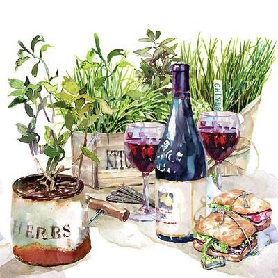Decoupage Paper Napkins - Food & Drinks - Wine & Herbs (1 Sheet)