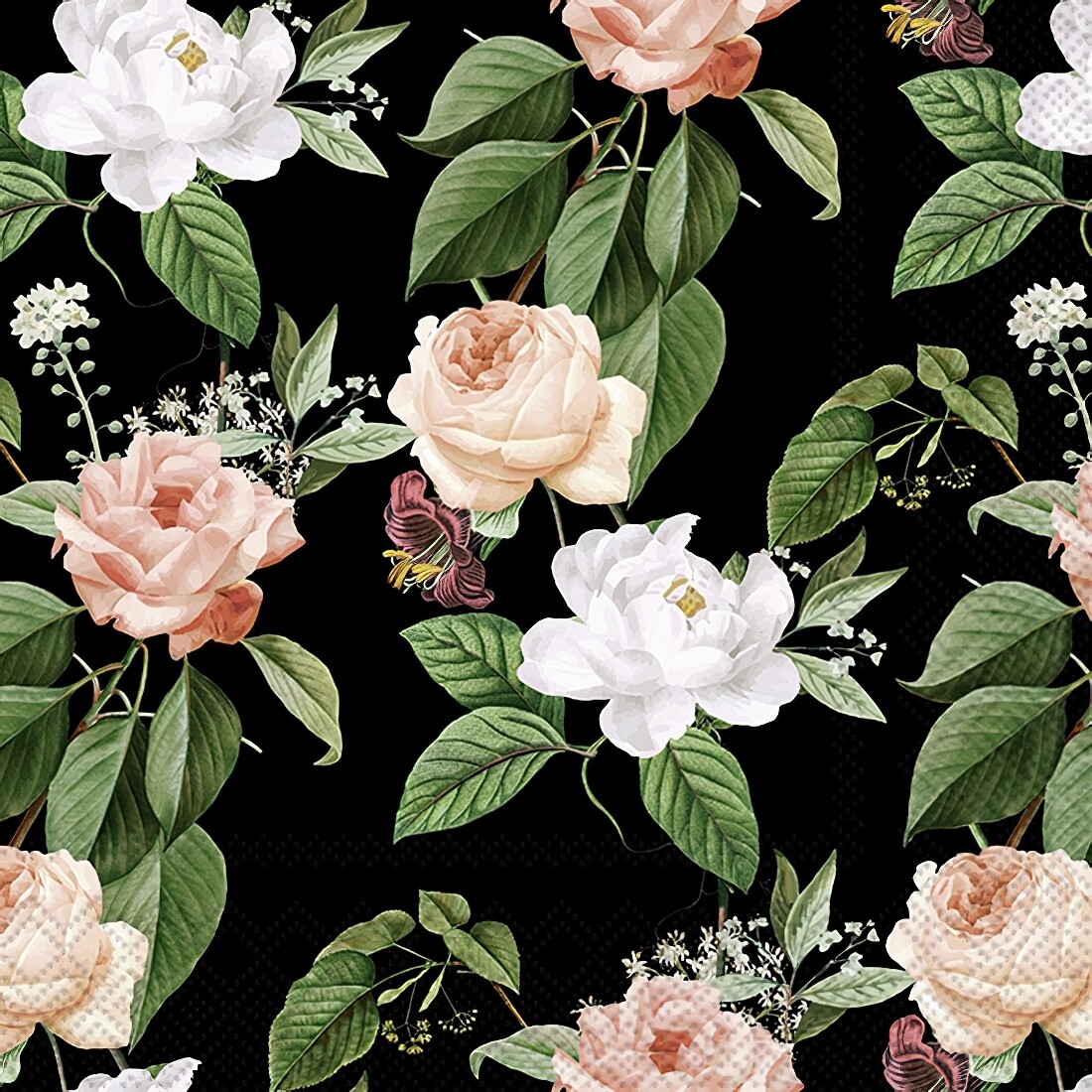 Decoupage Paper Napkins - Floral - Jorina Black (1 Sheet)