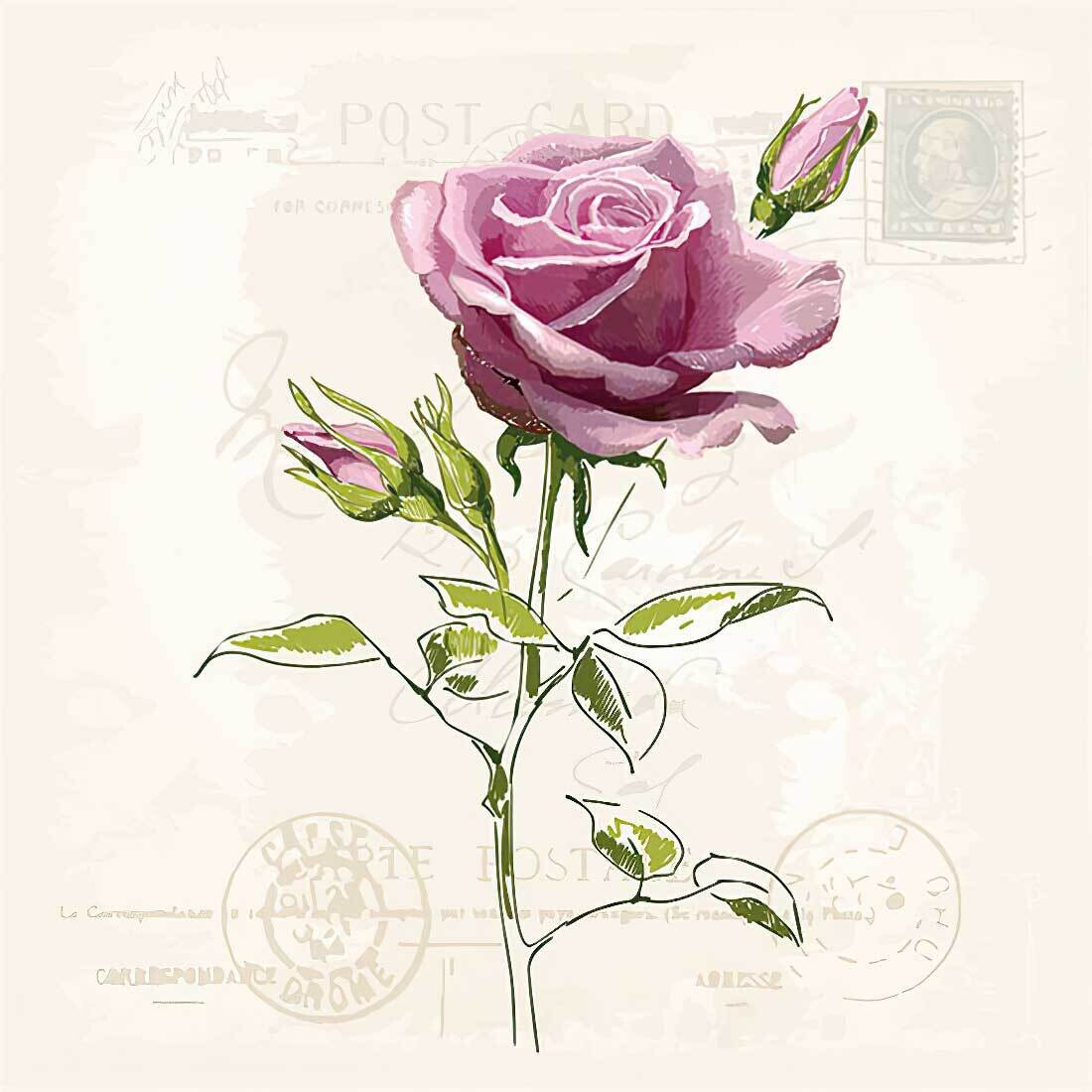 Decoupage Paper Napkins - Floral - Vintage Rose (1 Sheet)