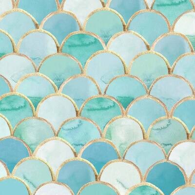 Decoupage Paper Napkins - Pattern - Art Déco Turquoise (1 Sheet) Out of Stock
