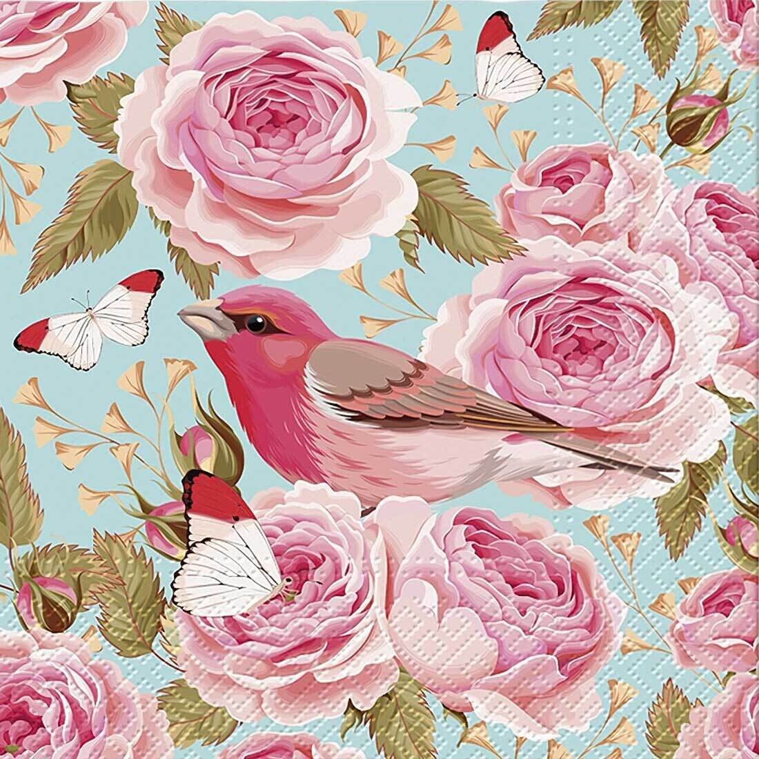 Decoupage Paper Napkins - Bird - English Roses Bird (1 Sheet)