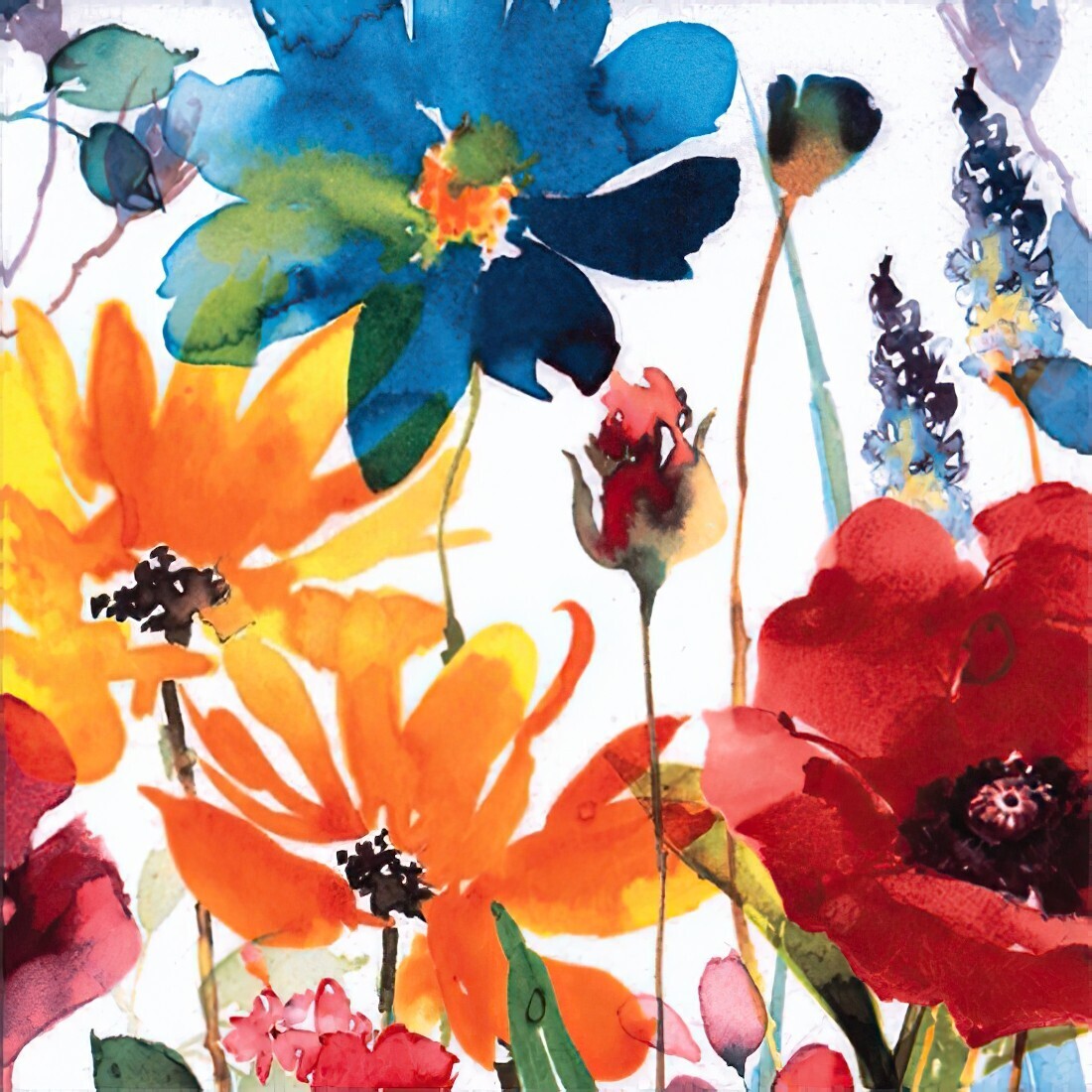 Decoupage Paper Napkins - Floral - Flores Rojas Y Amarillas (1 Sheet)