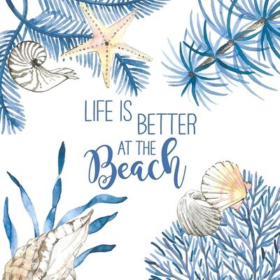 Decoupage Paper Napkins - Marine/Beach - Ocean Life Is Better (1 Sheet)