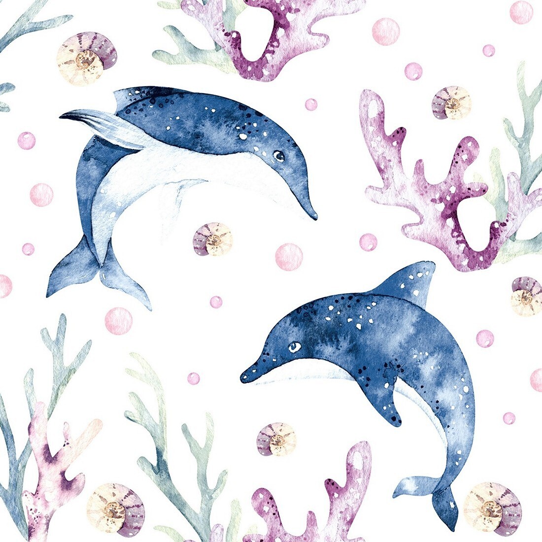 Decoupage Paper Napkins - Marine/Beach - Playing Dolphins (1 Sheet)