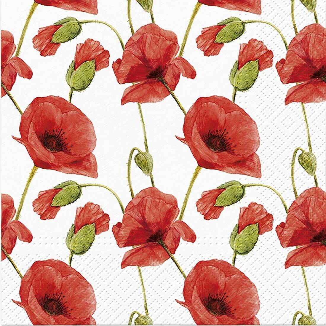 Decoupage Paper Napkins - Floral - Papaver (1 Sheet) Out of Stock