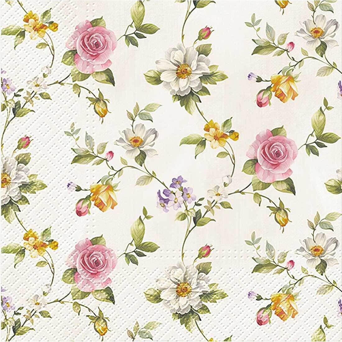 Decoupage Paper Napkins - Floral - Tender Roses (1 Sheet)