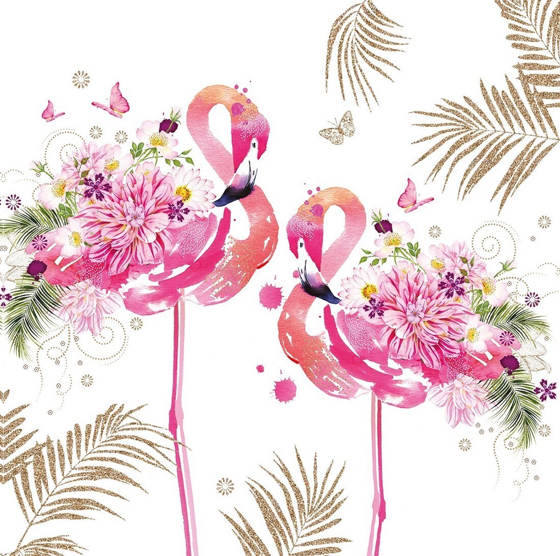 Decoupage Paper Napkins - Bird - Floral Flamingos (1 Sheet)