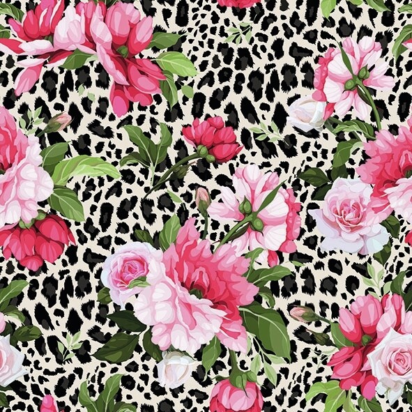 Decoupage Paper Napkins - Floral - Roses on Leopard Print (1 Sheet)