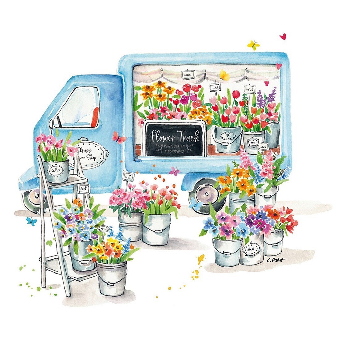 Decoupage Paper Napkins - Outdoor/Scenic - Flower Truck (1 Sheet) Out of Stock