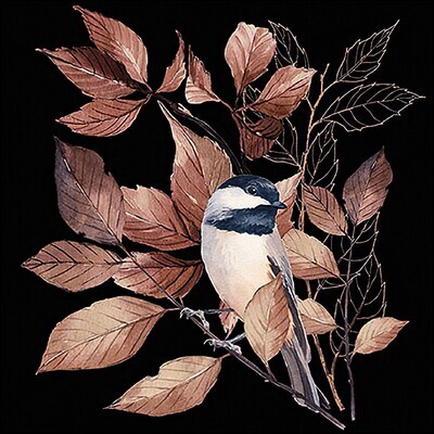 Decoupage Paper Napkins - Bird - Lovely Chickadee Black (1 Sheet)