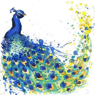Decoupage Paper Napkins - Bird - Coloured Peacock (1 Sheet)