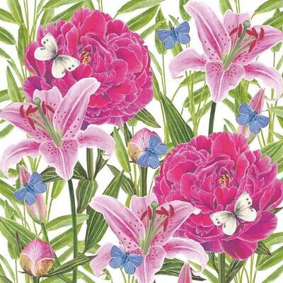 Decoupage Paper Napkins - Floral - Peonies & Lillies (1 Sheet)
