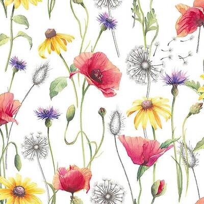 Decoupage Paper Napkins - Floral -Poppy Meadow (1 Sheet)