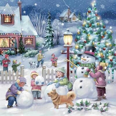 Decoupage Paper Napkins - Christmas/Xmas - Snowy Winter In Village (1 Sheet)