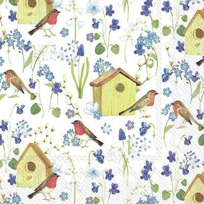Decoupage Paper Napkins - Bird - Birdhouse In Spring (1 Sheet)