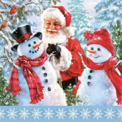 Decoupage Paper Napkins - Christmas/Xmas - Santa With Snowmen (1 Sheet)