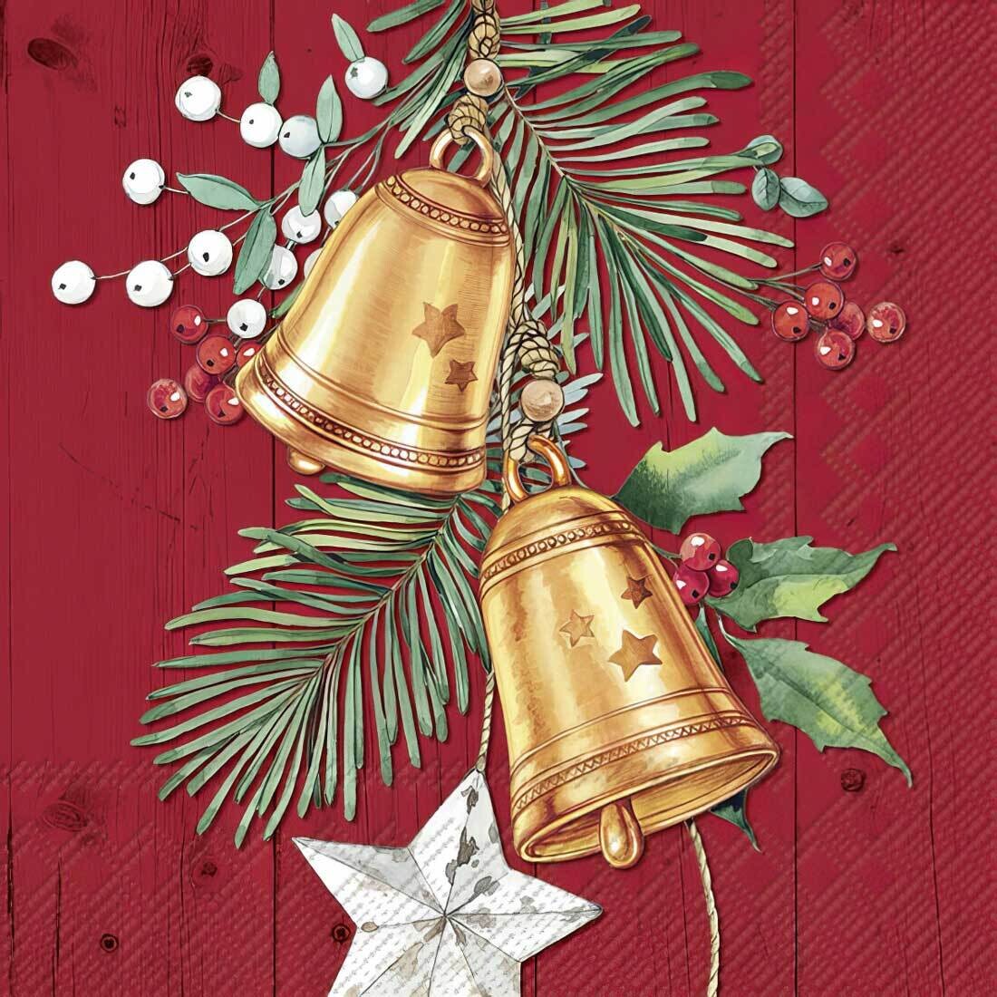 Decoupage Paper Napkins - Christmas/Xmas - Christmas Bell Red
