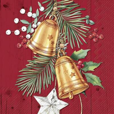 Decoupage Paper Napkins - Christmas/Xmas - Christmas Bell Red (1 Sheet)