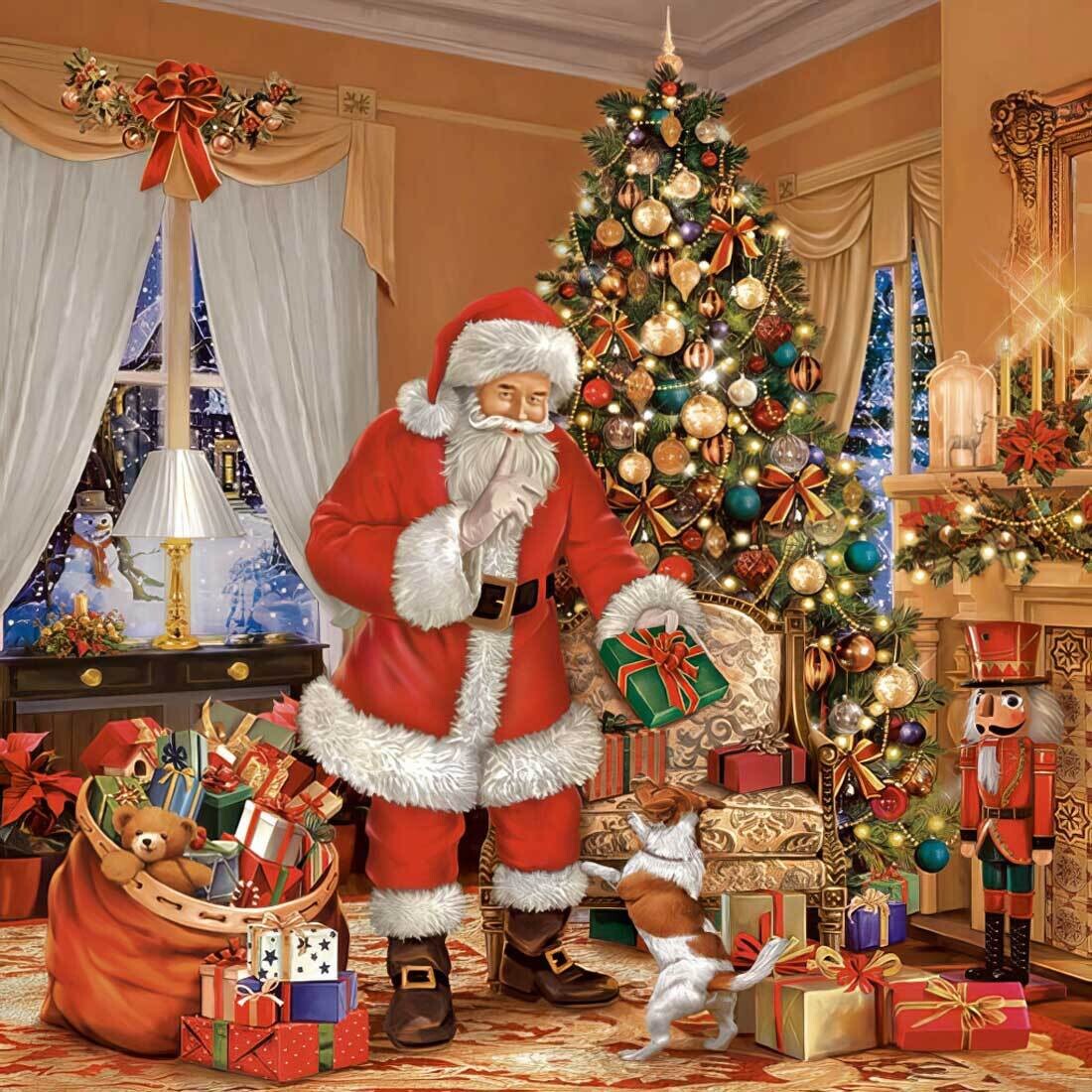 Decoupage Paper Napkins - Christmas/Xmas - Santa Claus Giving Presents (1 Sheet)