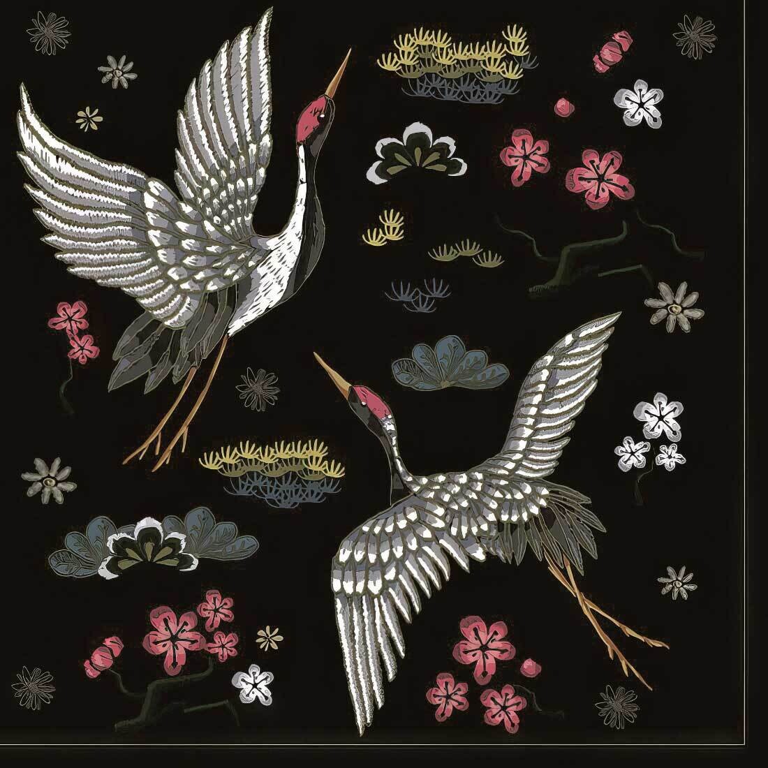 Decoupage Paper Napkins - Bird - Embroidered Cranes