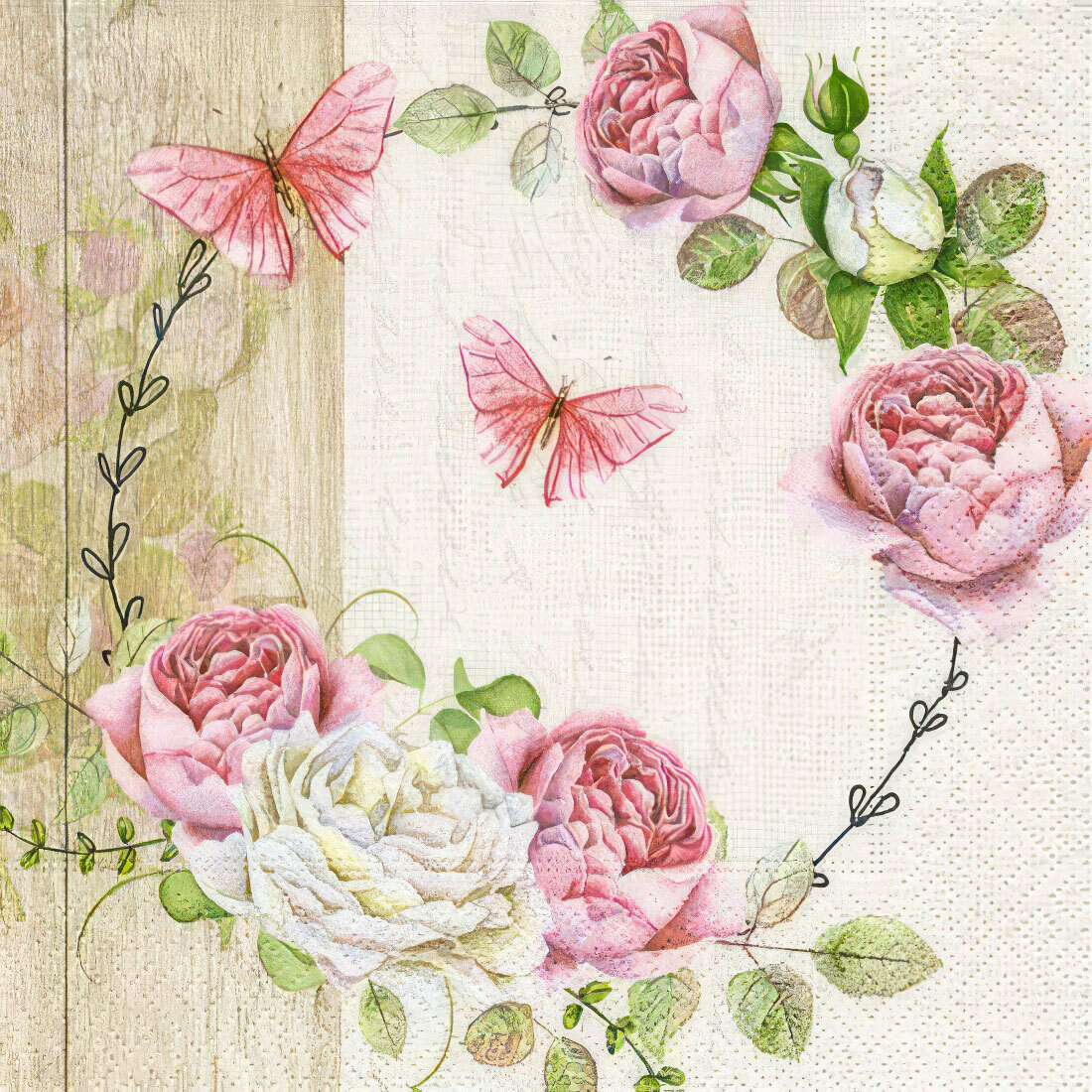 Decoupage Paper Napkins - Floral - Roundel of Roses