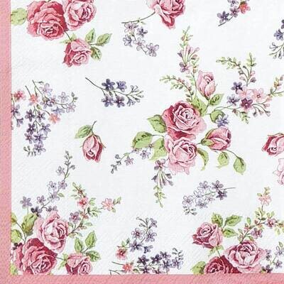 Decoupage Paper Napkins - Floral - Rosamond white