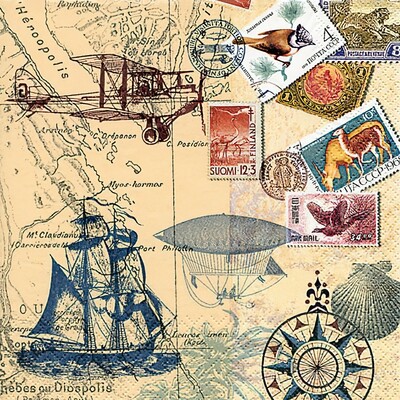 Decoupage Paper Napkins - Vintage - Around the world